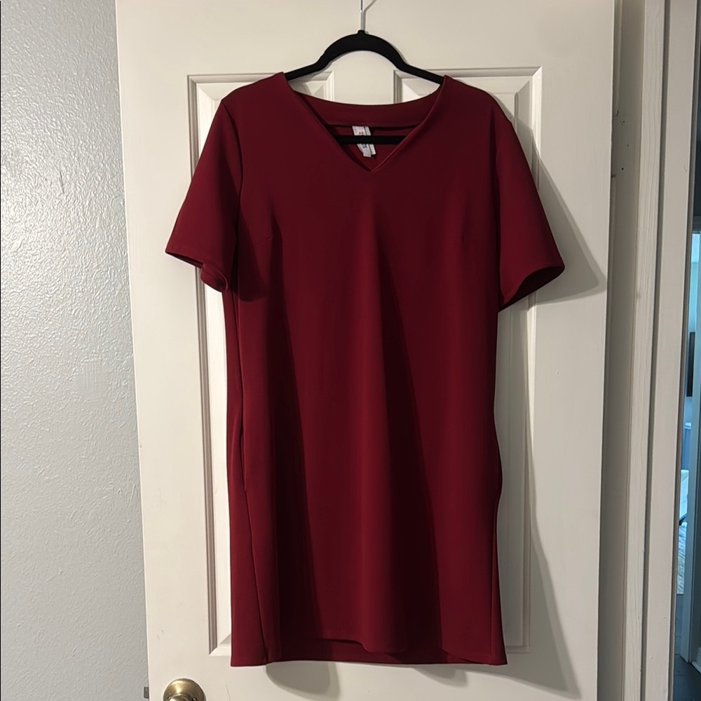Elegant Red V-Neck Women's Dress